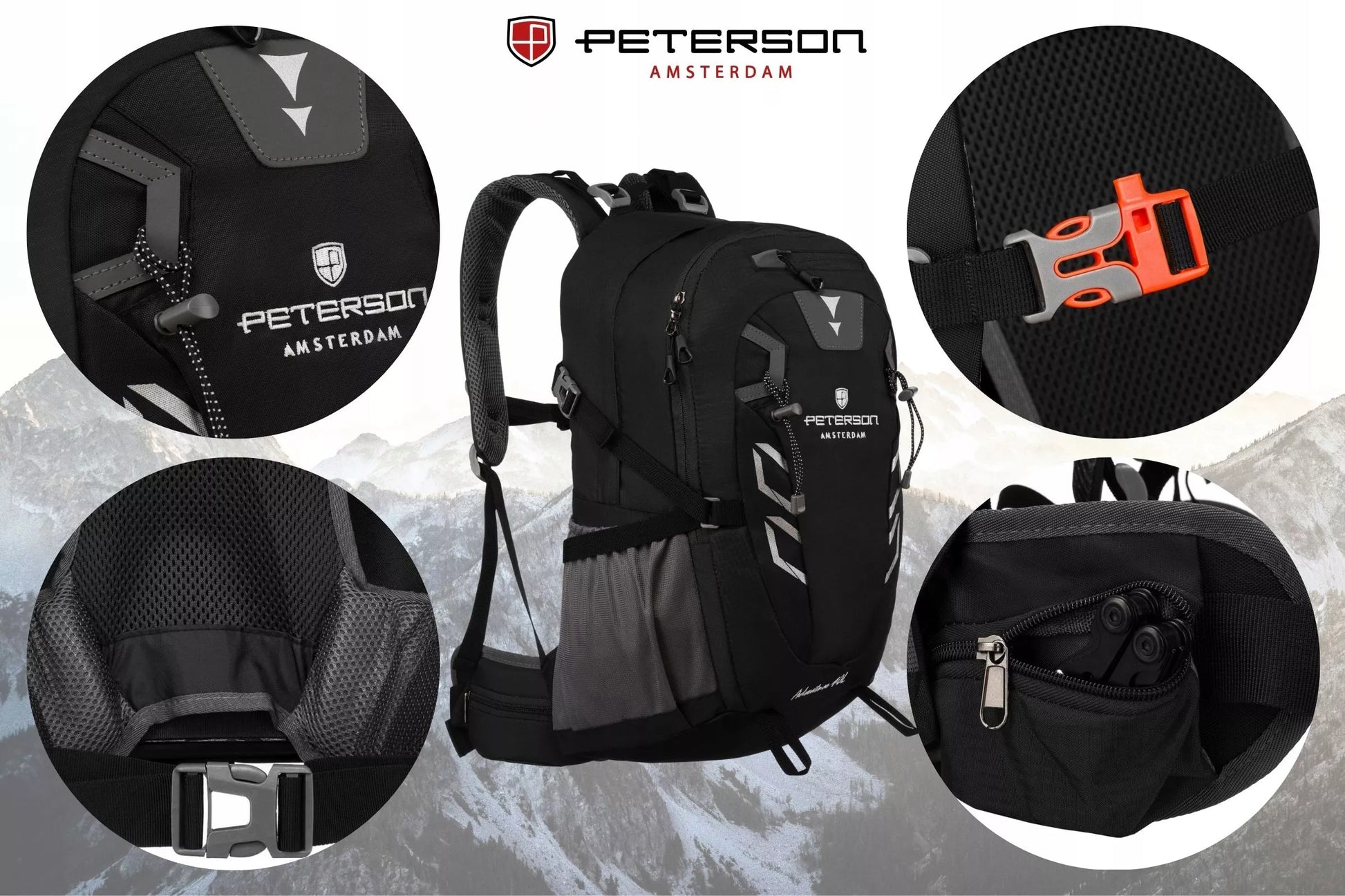 40L PETERSON trekking kuprinė, sportinė, turistinė, kalnų, su uždangalu