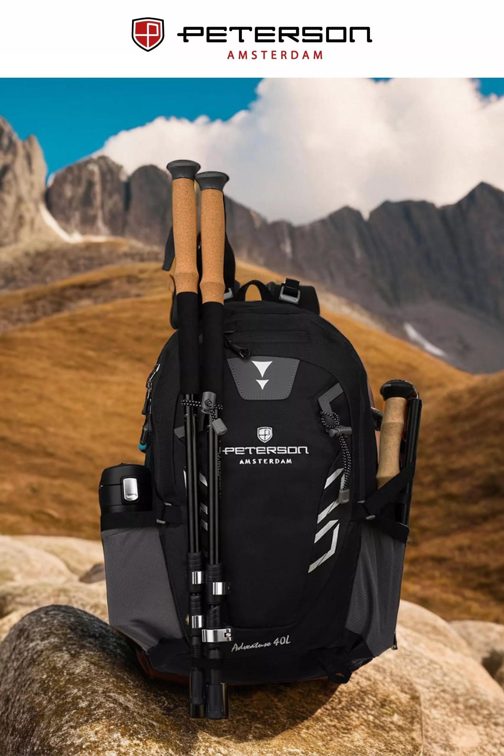 40L PETERSON trekking kuprinė, sportinė, turistinė, kalnų, su uždangalu
