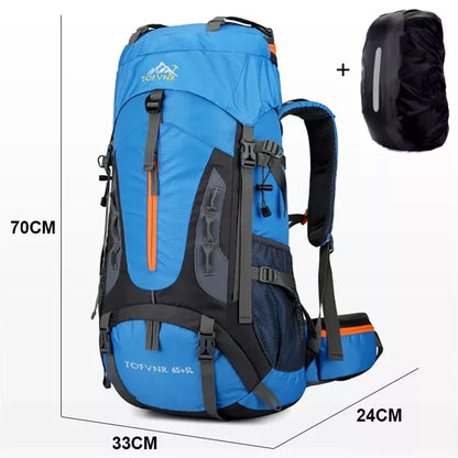 Tvirtas kelioninis ir kalnų trekinimo kuprinė 70L Traper 3 BLUE