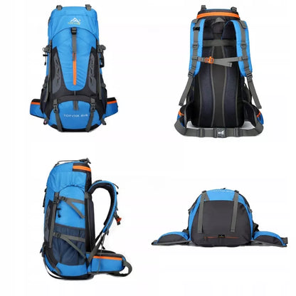 Tvirtas kelioninis ir kalnų trekinimo kuprinė 70L Traper 3 BLUE