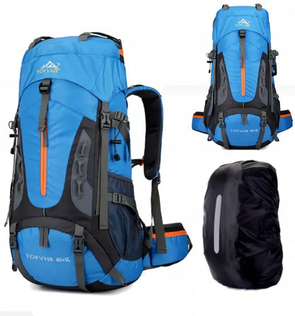 Tvirtas kelioninis ir kalnų trekinimo kuprinė 70L Traper 3 BLUE