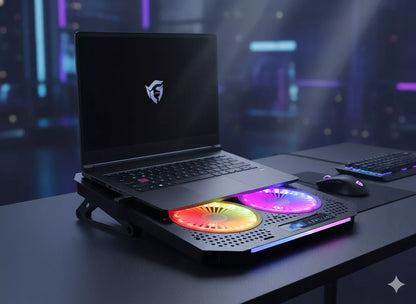 Nešiojamo kompiuterio aušinimo pultas MODECOM CF18 15,6" - 17,3" su dviem RGB ventiliatoriais