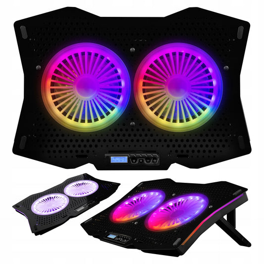 Nešiojamo kompiuterio aušinimo pultas MODECOM CF18 15,6" - 17,3" su dviem RGB ventiliatoriais