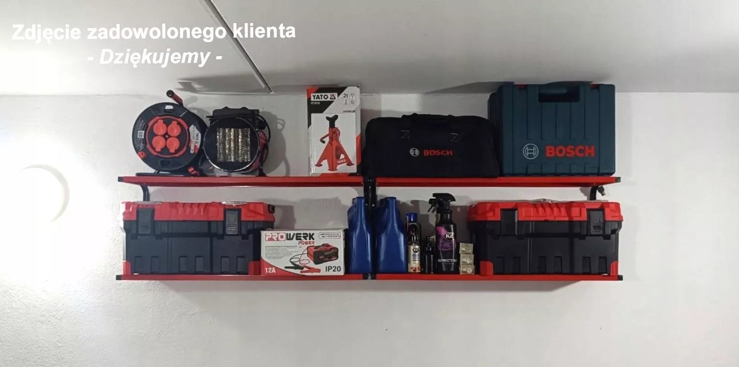 Metalinė sieninė lentyna 95 cm dviguba PG2CR dirbtuvėms, loftui, garažui