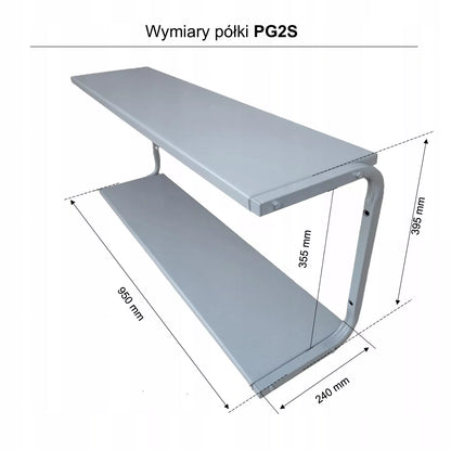Metalinė sieninė lentyna 95 cm dviguba PG2S dirbtuvėms, loftui, garažui