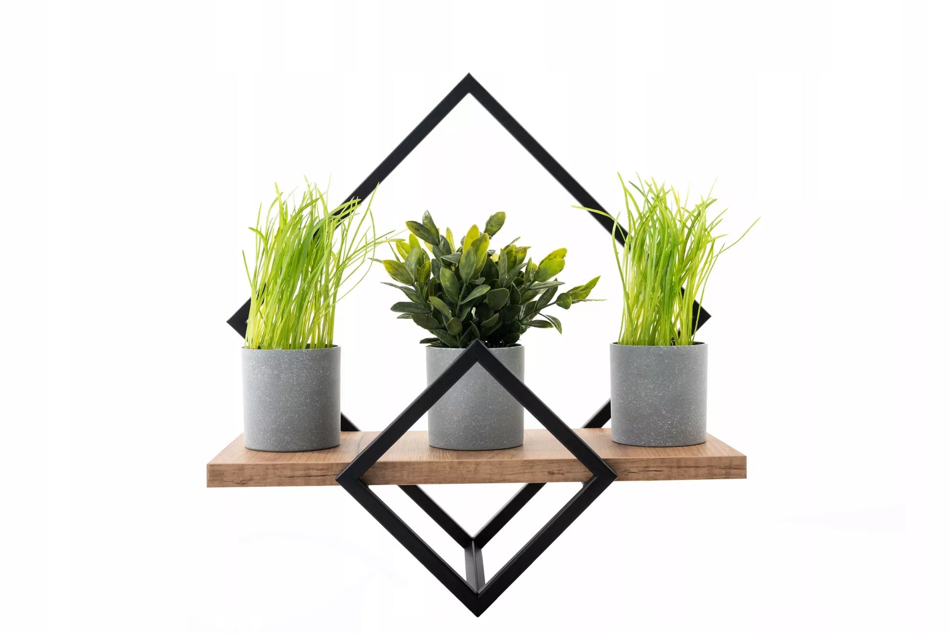 Sieninė lentyna loft stiliaus, pakabinamas augalų laikiklis, ąžuolo "craft" raštas