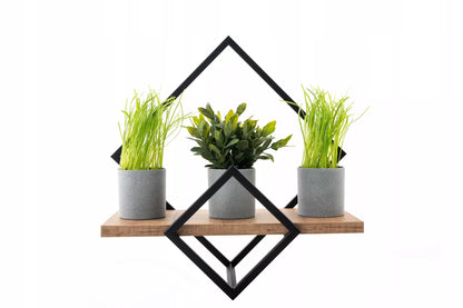 Sieninė lentyna loft stiliaus, pakabinamas augalų laikiklis, ąžuolo "craft" raštas