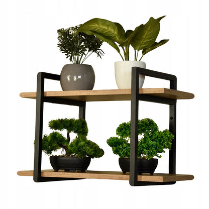 Pakabinama sieninė lentyna, auksinio ąžuolo, knygoms ir gėlėms, 60 cm, loft stiliaus