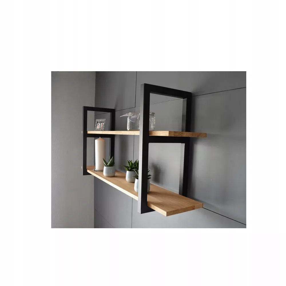 Pakabinama sieninė lentyna, auksinio ąžuolo, knygoms ir gėlėms, 60 cm, loft stiliaus