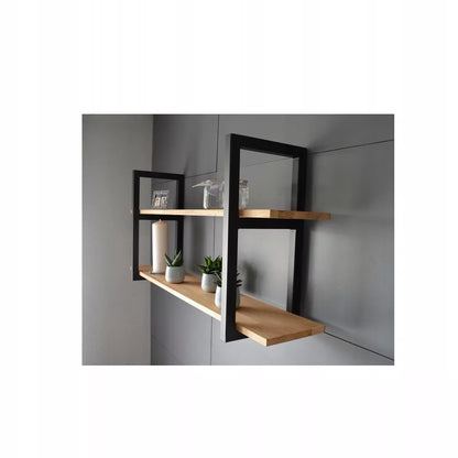 Pakabinama sieninė lentyna, auksinio ąžuolo, knygoms ir gėlėms, 60 cm, loft stiliaus