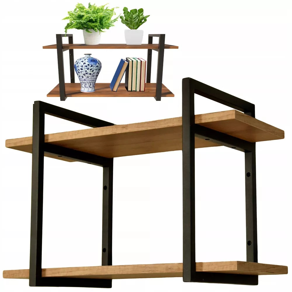 Pakabinama sieninė lentyna, auksinio ąžuolo, knygoms ir gėlėms, 60 cm, loft stiliaus