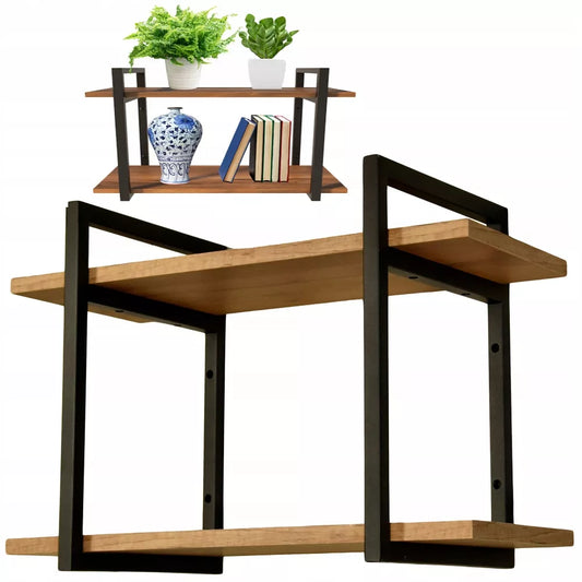 Pakabinama sieninė lentyna, auksinio ąžuolo, knygoms ir gėlėms, 60 cm, loft stiliaus