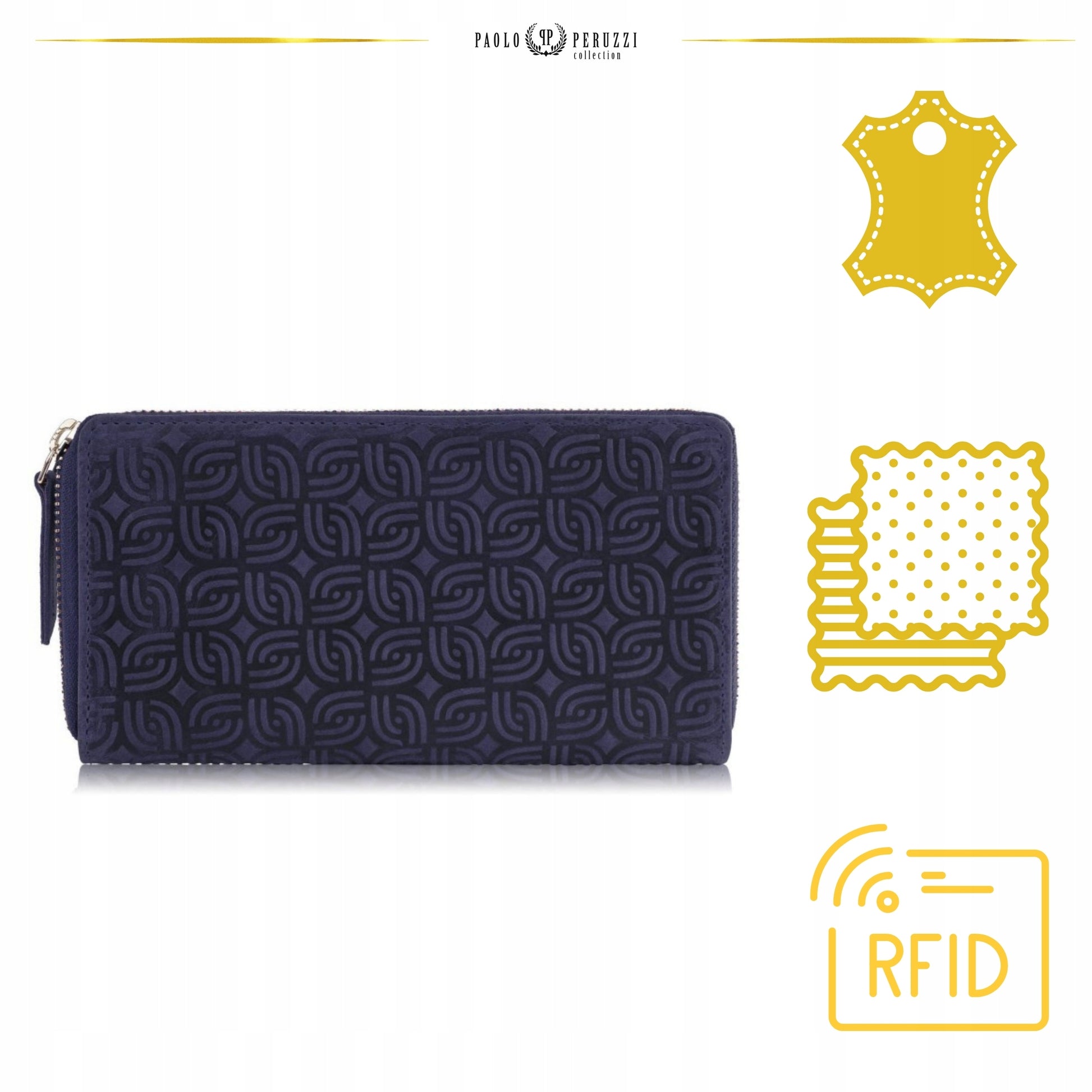 Odinė moteriška tamsiai mėlyna piniginė su užtrauktuku, talpi, madinga, "vintage" stiliaus rankinė-vokelis