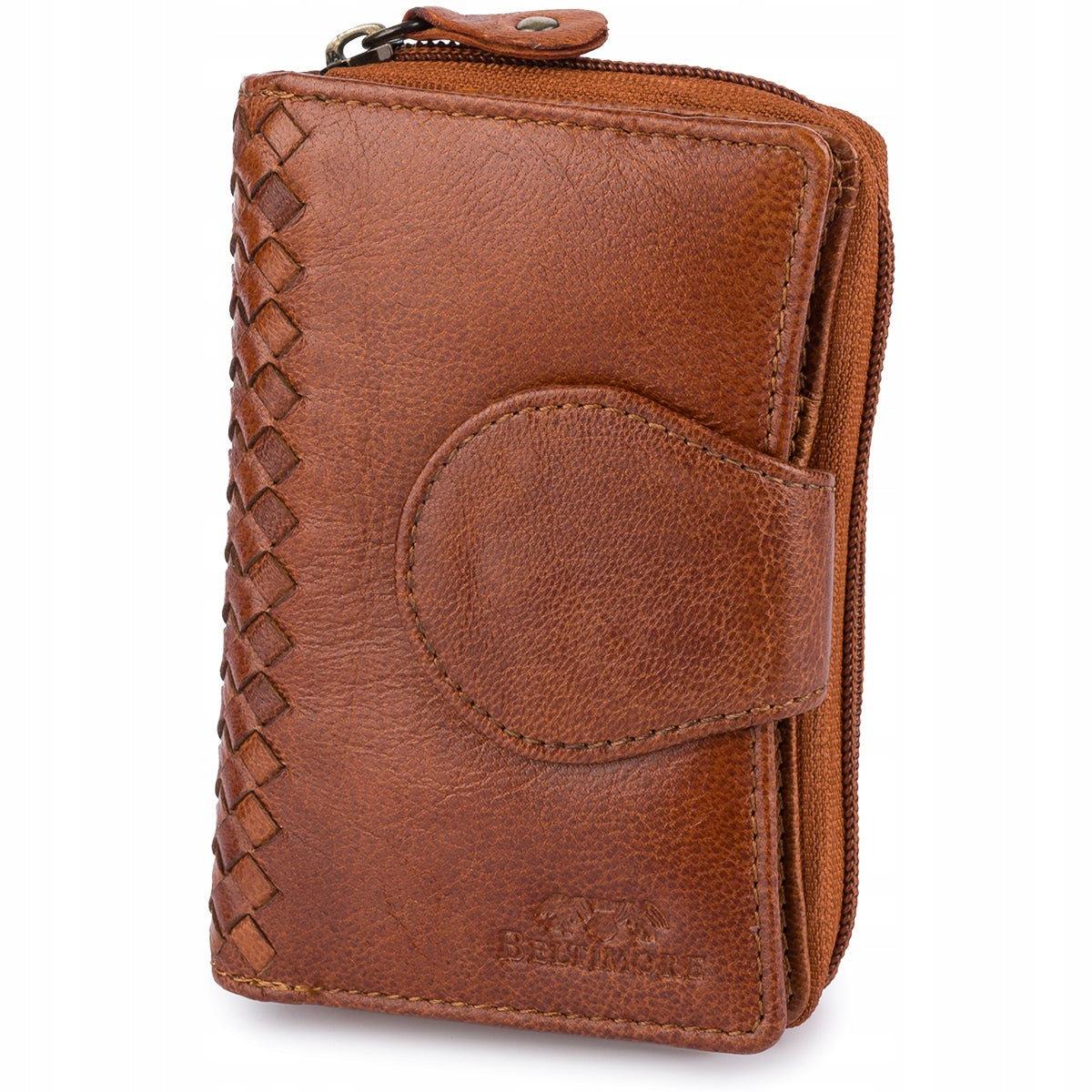 Vertikali moteriška odinė piniginė, vintage stiliaus, ruda, premium natūrali oda Beltimore