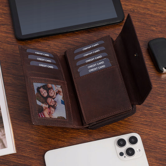 Moteriška odinė horizontali "vintage" pintų raštų didelė "premium" piniginė Beltimore