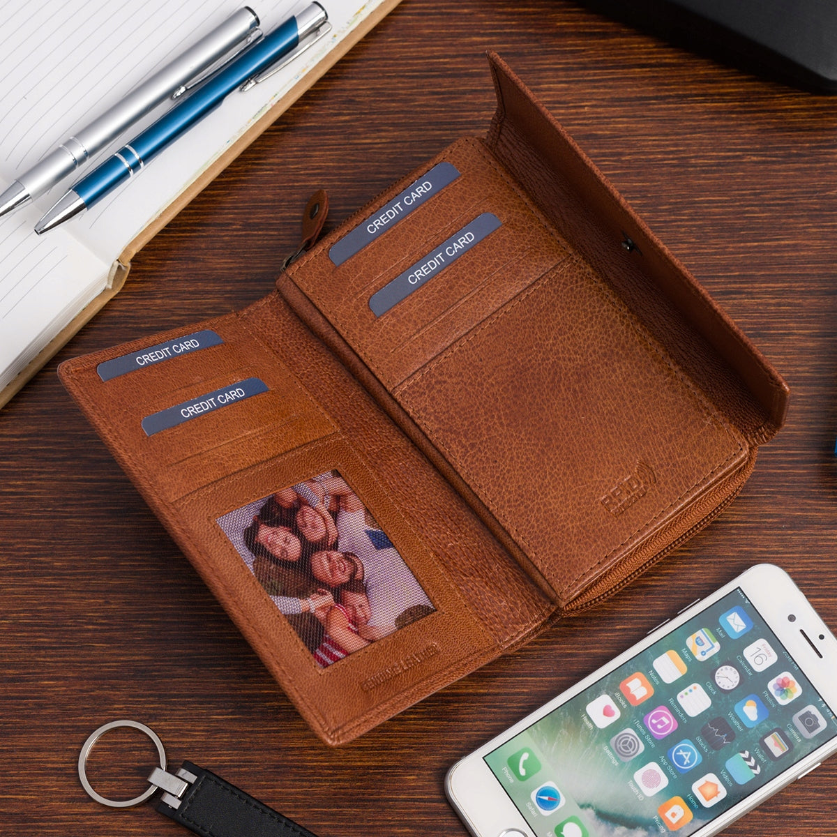 Moteriška odinė horizontali "vintage" pintų raštų didelė "premium" piniginė Beltimore