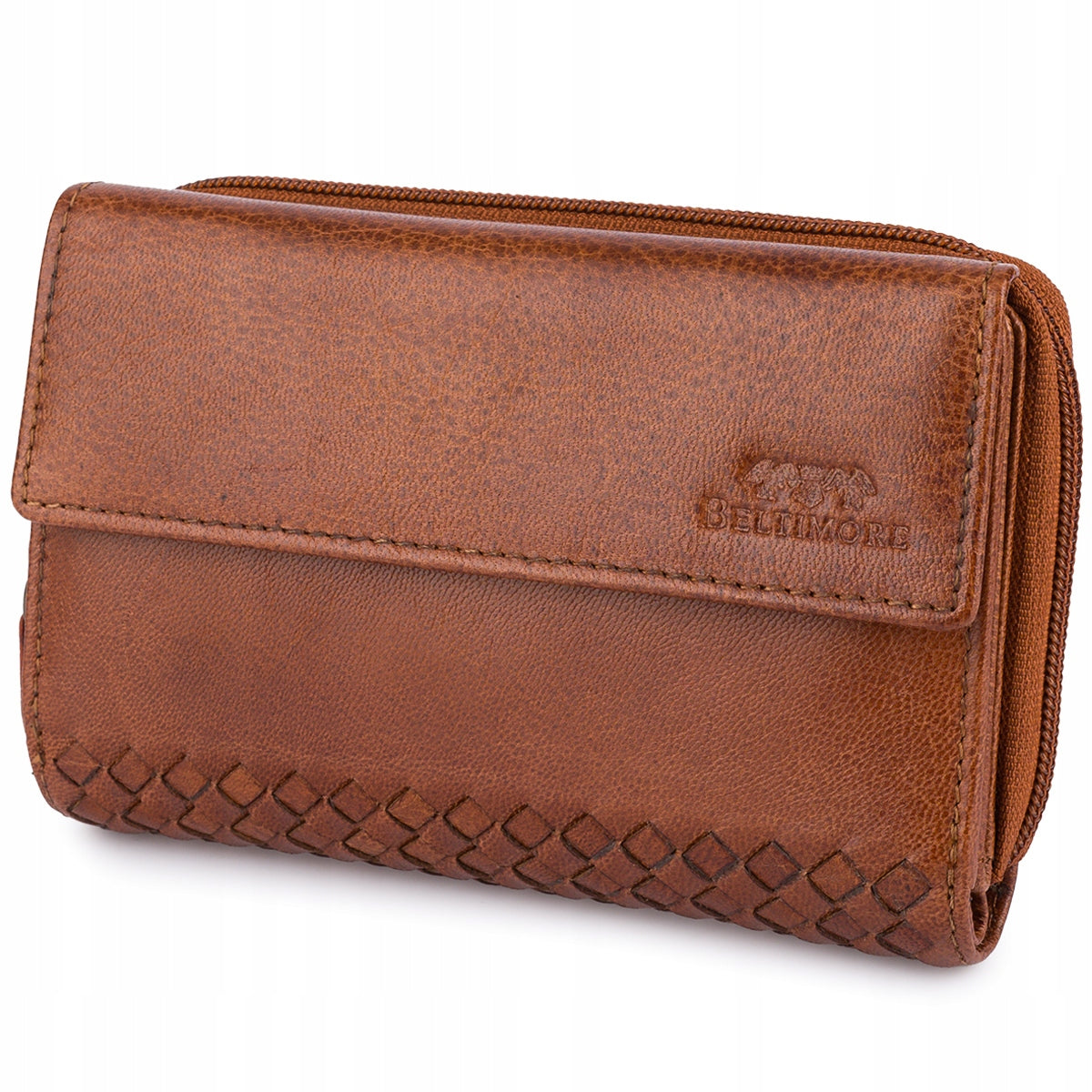 Moteriška odinė horizontali "vintage" pintų raštų didelė "premium" piniginė Beltimore