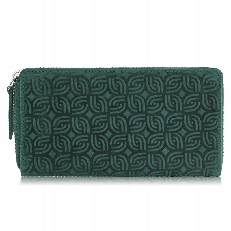 Paolo Peruzzi Moteriška odinė vintage žalia piniginė su užtrauktuku