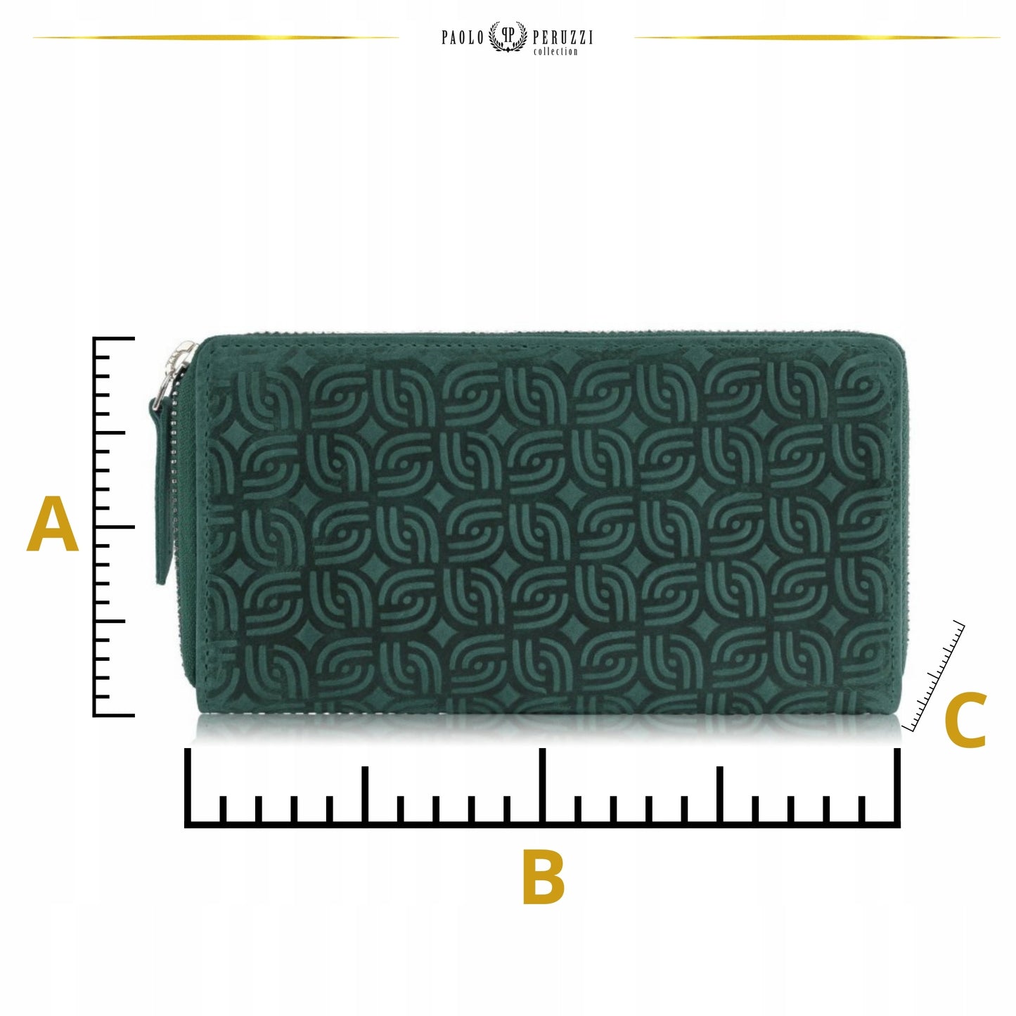 Paolo Peruzzi Moteriška odinė vintage žalia piniginė su užtrauktuku