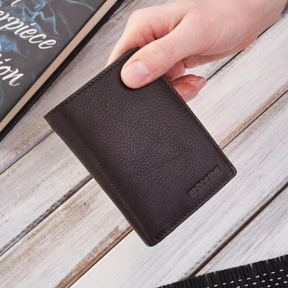Vyriška odinė piniginė, ruda, klasikinė, elegantiška, Brodrene G-106 RFID