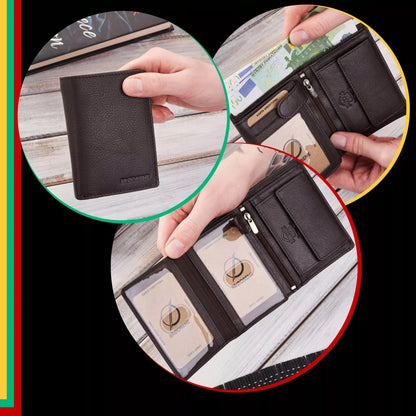 Vyriška odinė piniginė, ruda, klasikinė, elegantiška, Brodrene G-106 RFID
