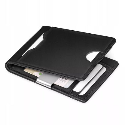 Vyriška odinė piniginė Plona 1,5cm natūrali oda Smart Wallet Juoda