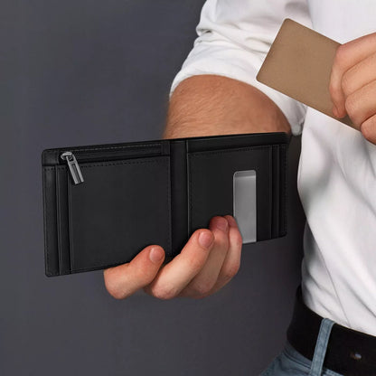 Vyriška odinė piniginė Plona 1,5cm natūrali oda Smart Wallet Juoda