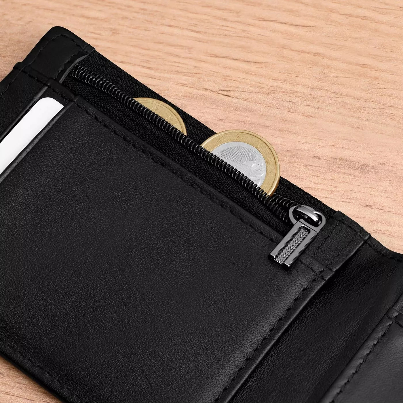 Vyriška odinė piniginė Plona 1,5cm natūrali oda Smart Wallet Juoda