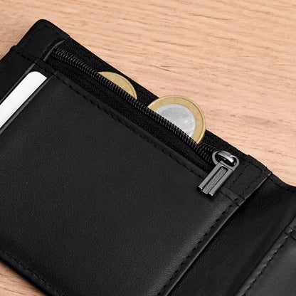 Vyriška odinė piniginė Plona 1,5cm natūrali oda Smart Wallet Juoda