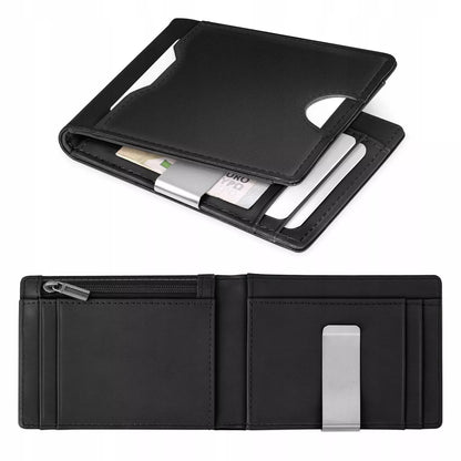 Vyriška odinė piniginė Plona 1,5cm natūrali oda Smart Wallet Juoda