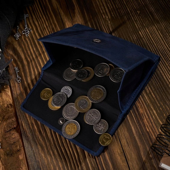 Moteriška odinė piniginė Paolo Peruzzi, tamsiai mėlyna, su RFID