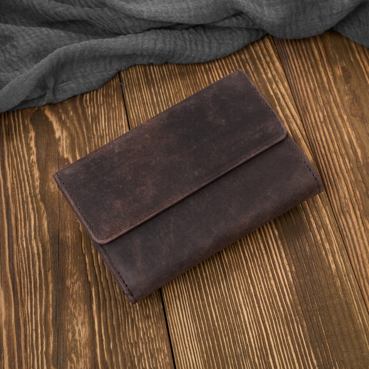 Moteriška piniginė ruda, natūrali oda, vintažinė, maža, su RFID Paolo Peruzzi