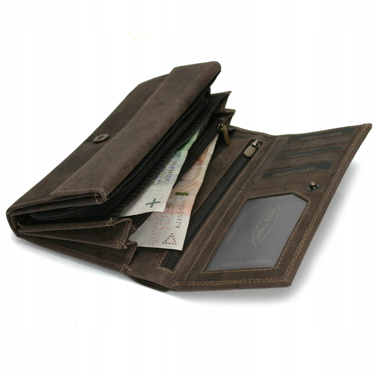 Moteriška nubuko odos piniginė Wild Tiger - tamsiai ruda