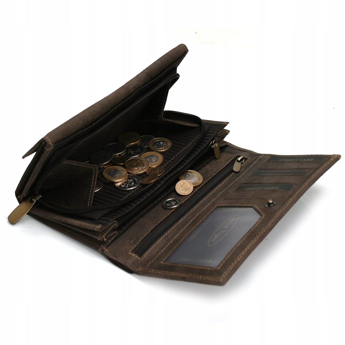 Moteriška nubuko odos piniginė Wild Tiger - tamsiai ruda