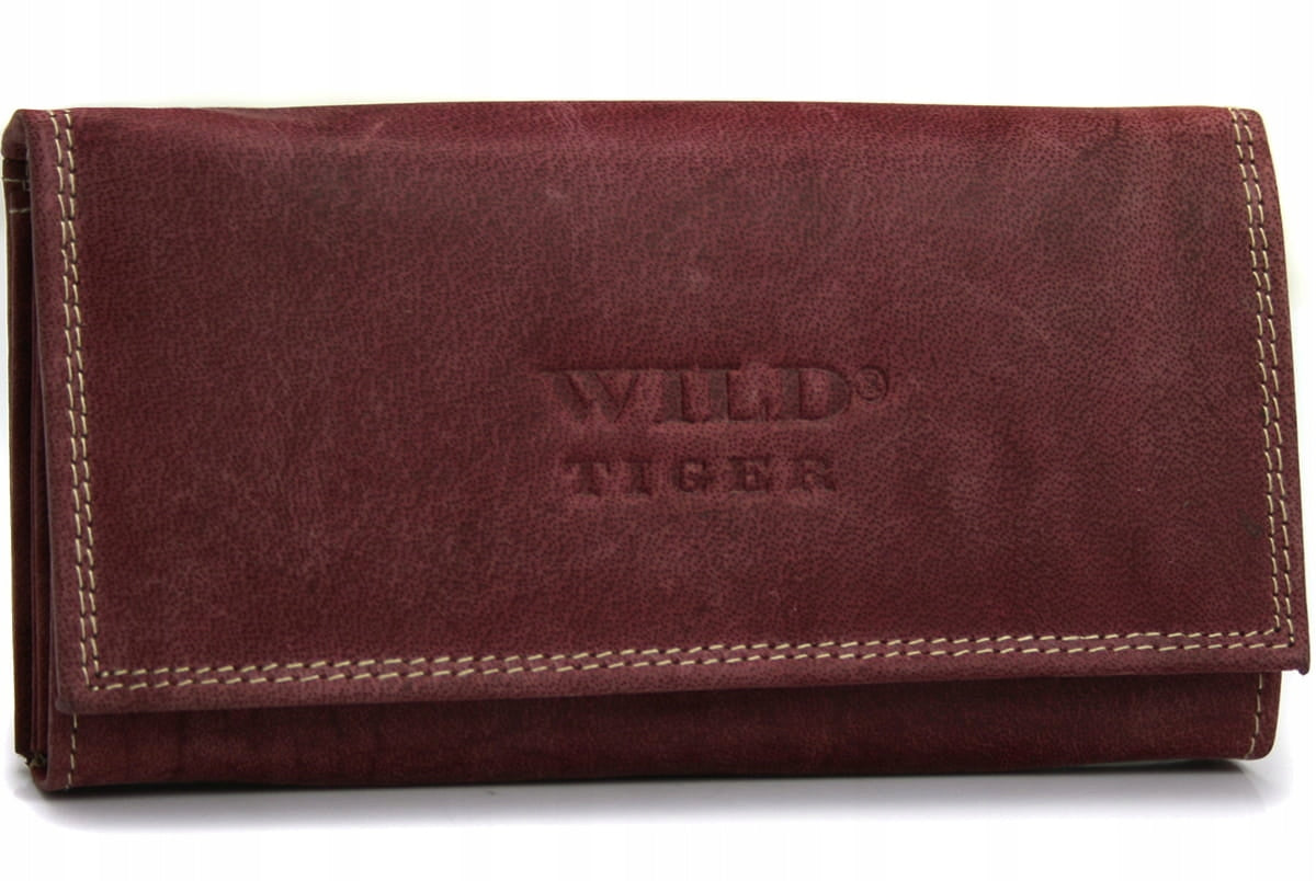 Moteriška piniginė nubuko oda Wild Tiger - tamsiai raudona