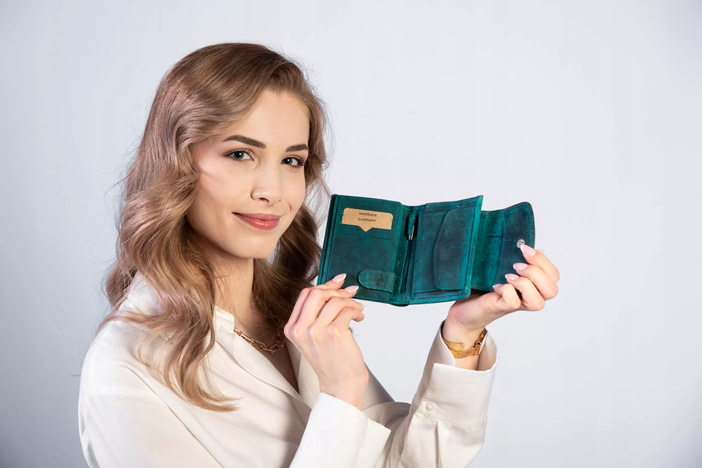 Odinis moteriškas piniginė PAOLO PERUZZI, vintažinis, Hunter oda, žalias RFID