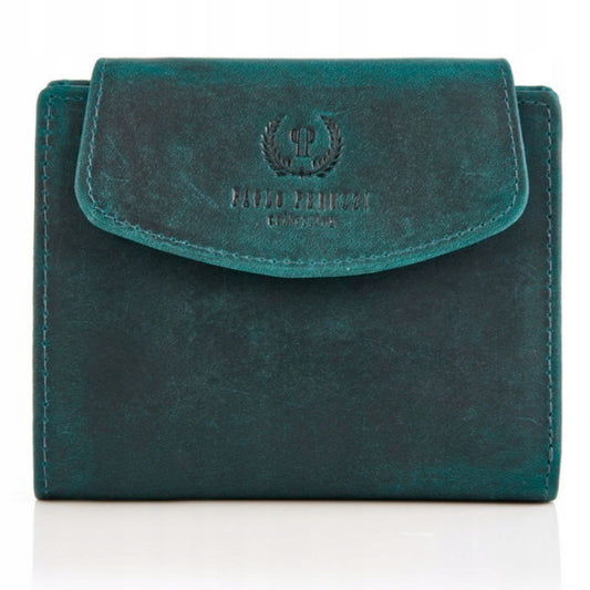 Odinis moteriškas piniginė PAOLO PERUZZI, vintažinis, Hunter oda, žalias RFID