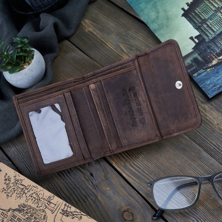 Moteriška odinė rudos spalvos madinga maža piniginė su RFID apsauga Paolo Peruzzi