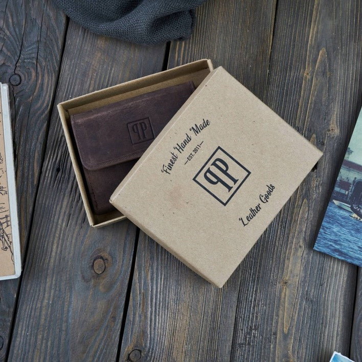 Moteriška odinė rudos spalvos madinga maža piniginė su RFID apsauga Paolo Peruzzi