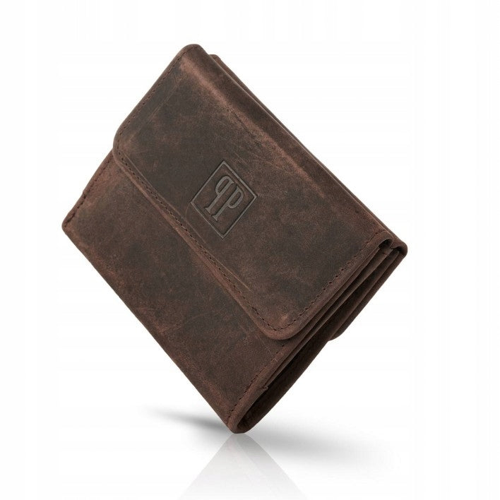 Moteriška odinė rudos spalvos madinga maža piniginė su RFID apsauga Paolo Peruzzi