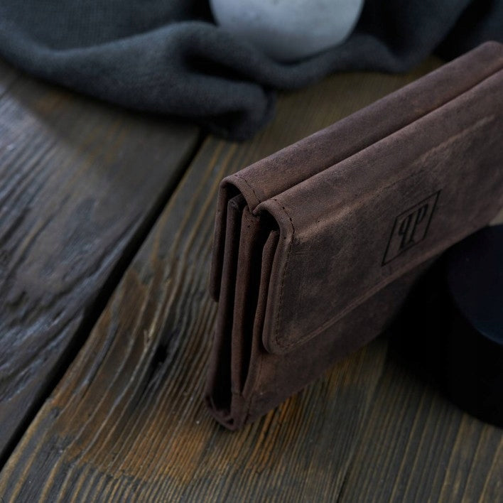 Moteriška odinė rudos spalvos madinga maža piniginė su RFID apsauga Paolo Peruzzi