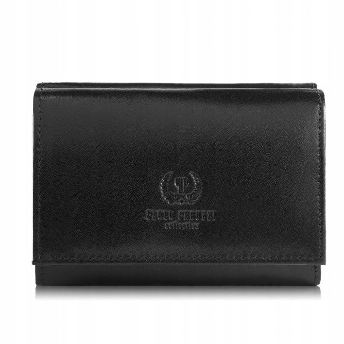 Maža juoda klasikinė elegantiška odinė moteriška piniginė Paolo Peruzzi