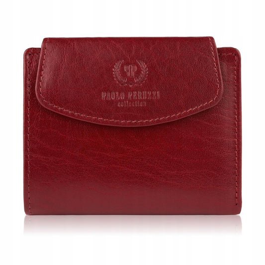 Moteriška odinė raudona, madinga piniginė DOVANŲ su RFID PAOLO PERUZZI