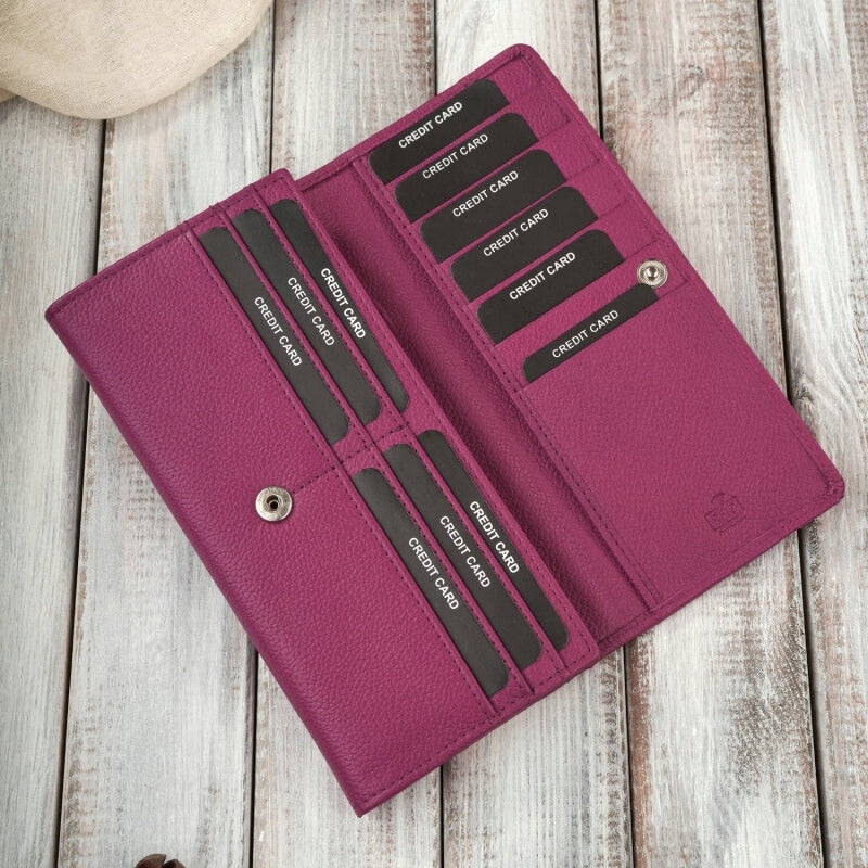 Moteris odinė rožinė didelė horizontalios formos piniginė su RFID apsauga Paolo Peruzzi