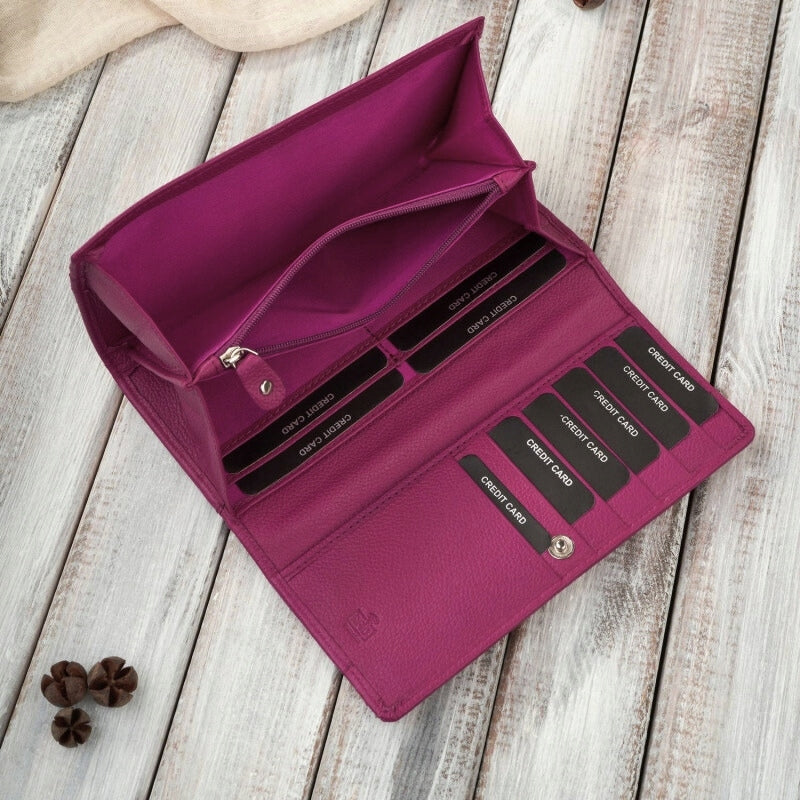 Moteris odinė rožinė didelė horizontalios formos piniginė su RFID apsauga Paolo Peruzzi