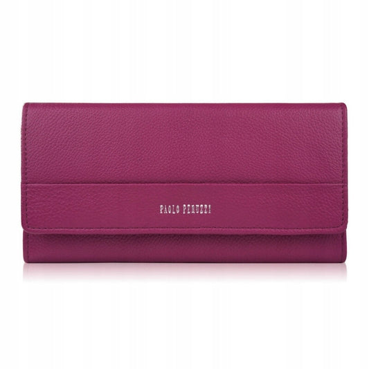 Moteris odinė rožinė didelė horizontalios formos piniginė su RFID apsauga Paolo Peruzzi