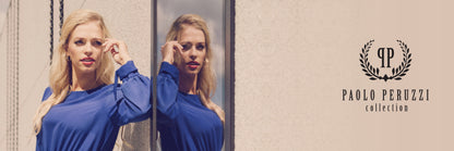 Didelė moteriška odinė piniginė, vintage, gėlėta, tamsiai mėlyna Paolo Peruzzi