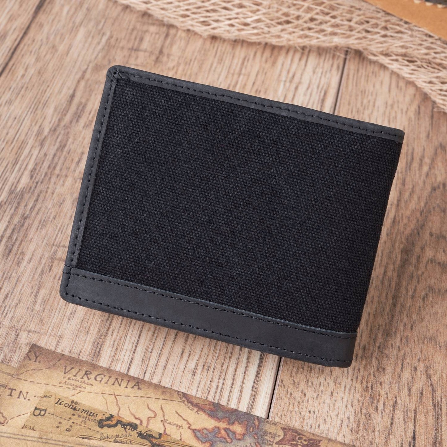 Vyriška piniginė dovanai PAOLO PERUZZI, natūrali oda + drobė RFID