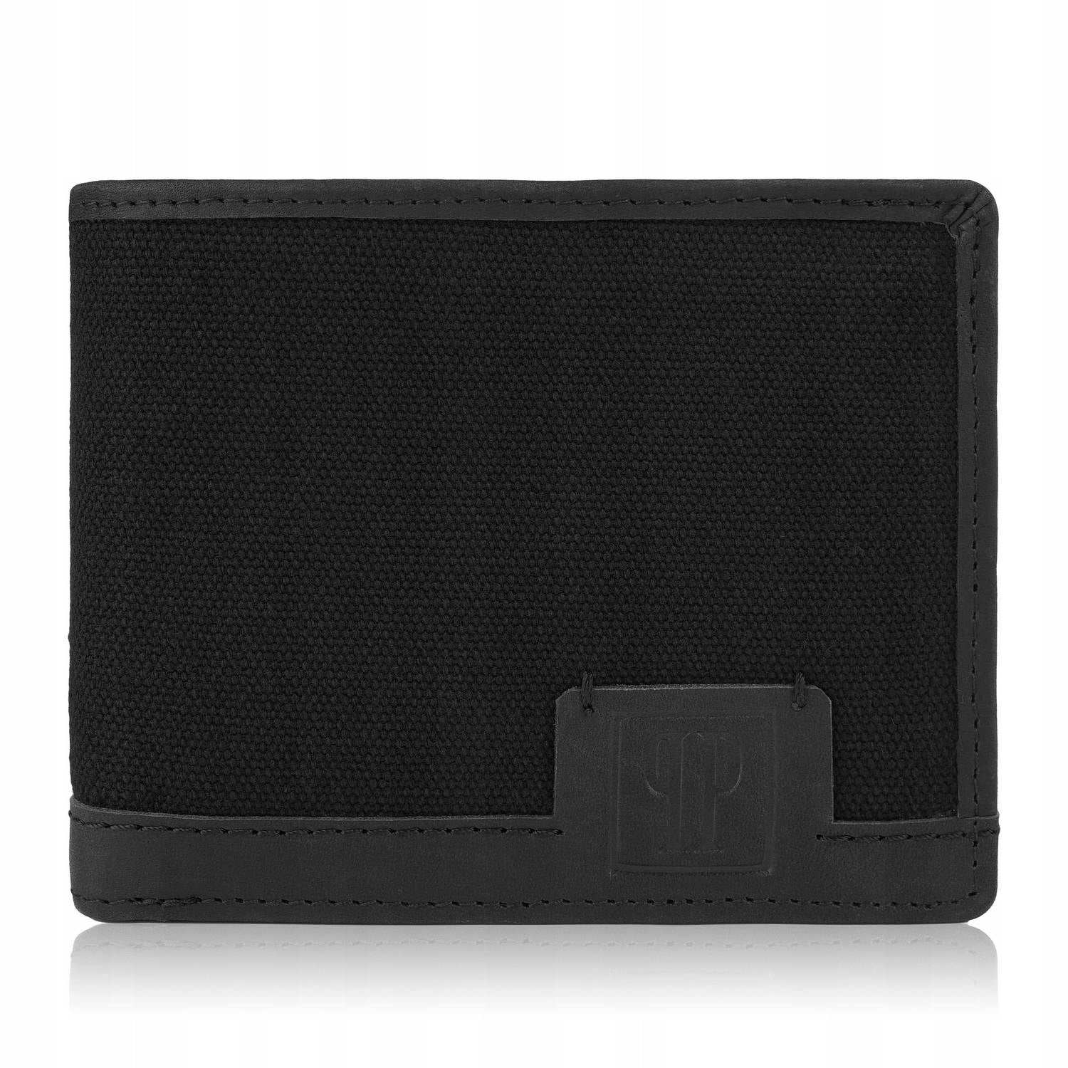 Vyriška piniginė dovanai PAOLO PERUZZI, natūrali oda + drobė RFID