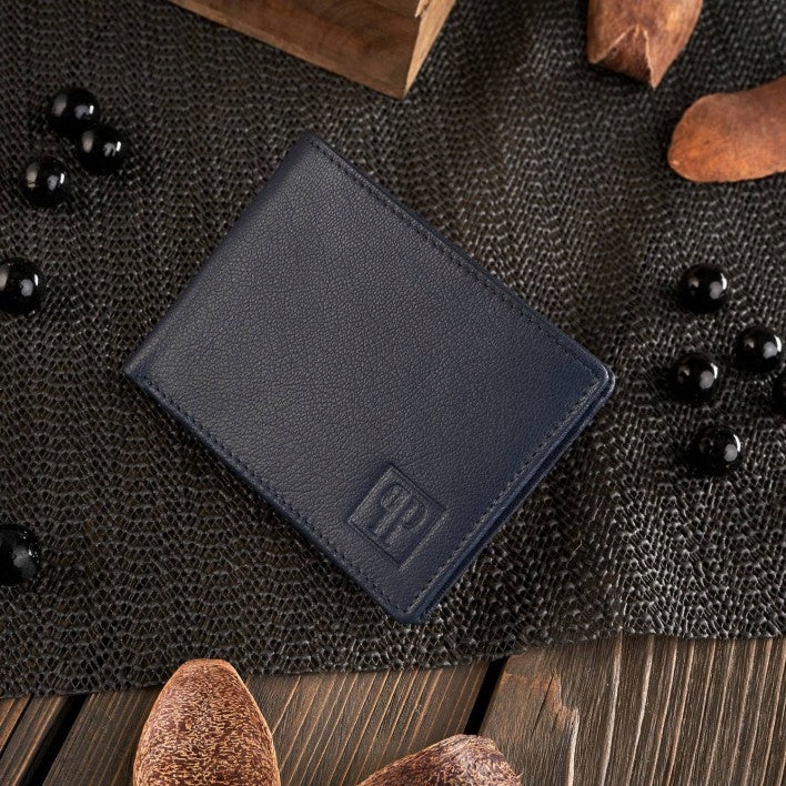 Vyriška natūralios odos jaunimo piniginė tamsiai mėlynos spalvos PAOLO PERUZZI, dovana
